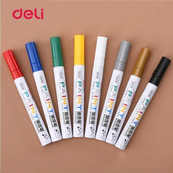 

6pc Permanent Oily White Paint Marker CD Wood Cloth Rock Tire Mark Pen School Office Supplies Assorted Colors Markers Stationery