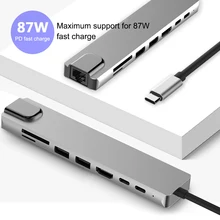 8-в-1 Тип C концентратор USB кабель-Переходник USB C на HDMI USB 3,0 Порты USB 2,0 Порты и разъёмы SD/устройство для считывания с tf-карт USB-C Мощность доставки для MacBook Pro