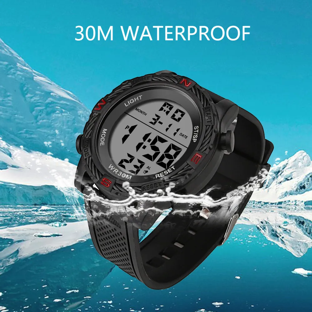 

New Men LCD Display Digital Military Watch Luxury Men Digital Military Army Sport LED Waterproof Wrist Watch relogio