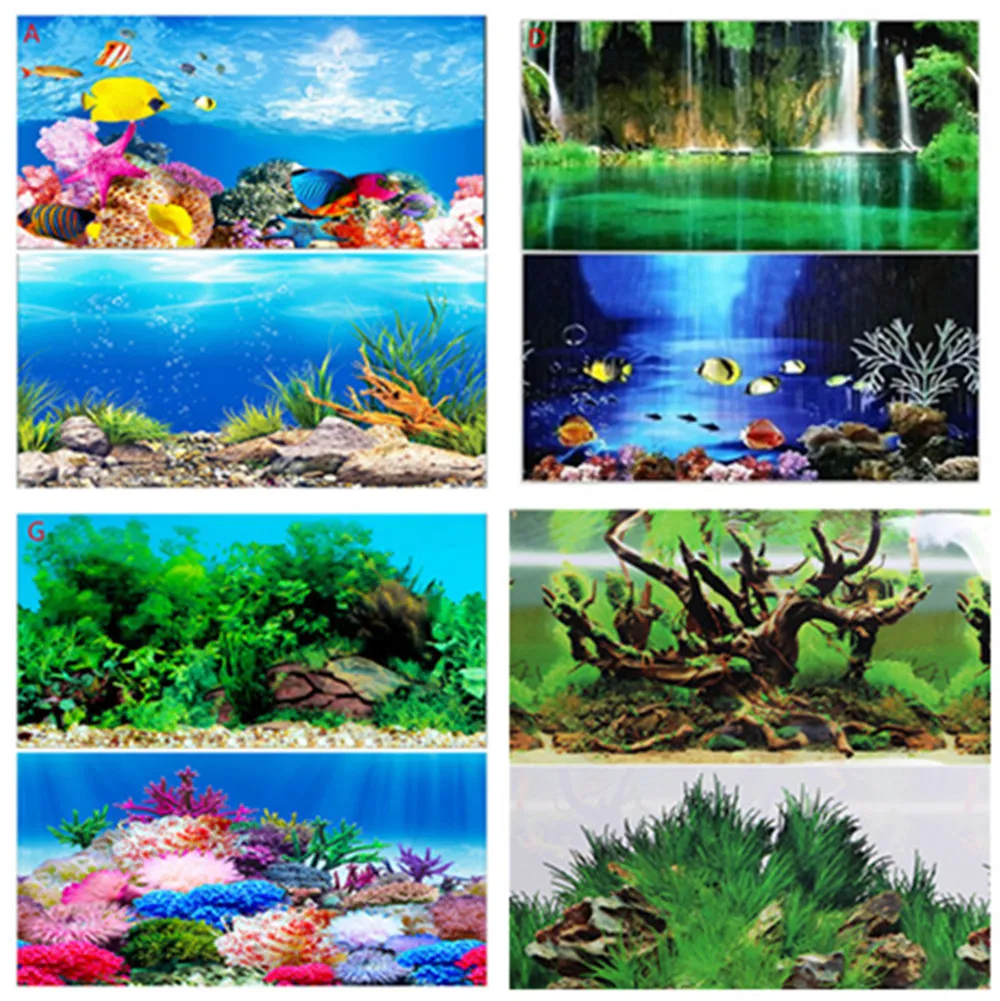 NEW 30/40/50/ 60CM High Glossy Aquarium Background Poster Double Sided