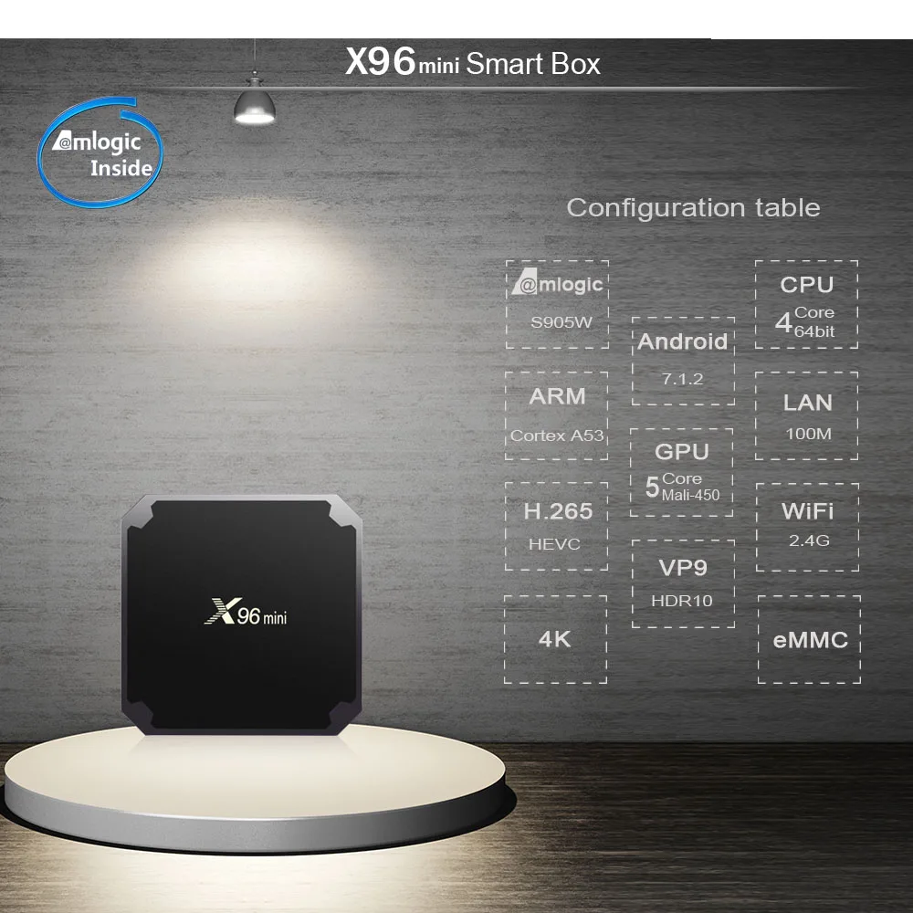X96 Мини ТВ коробка Android 7,1 OS Smart tv BOX 2 Гб 16 Гб Amlogic S905W четырехъядерный поддержка 4 к 30tps 2,4 ГГц WiFi X96mini набор верхней коробки
