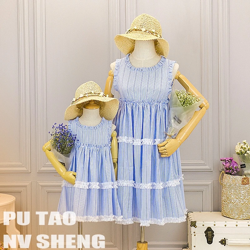 

Mama bebes Mother Daughter Dresses 2018 Summer Girl Mom Clothing Lace Mother and Daughter Matching Wedding Clothes Family Look