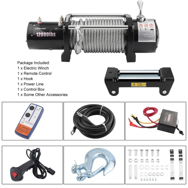 Practical 12v Remote Control Electric Winch Motor For Offroad Practical 12v Remote Control Electric Winch Motor For Offroad Vehicle Load Capacity 12000lb Ful Accessories Eu Plug