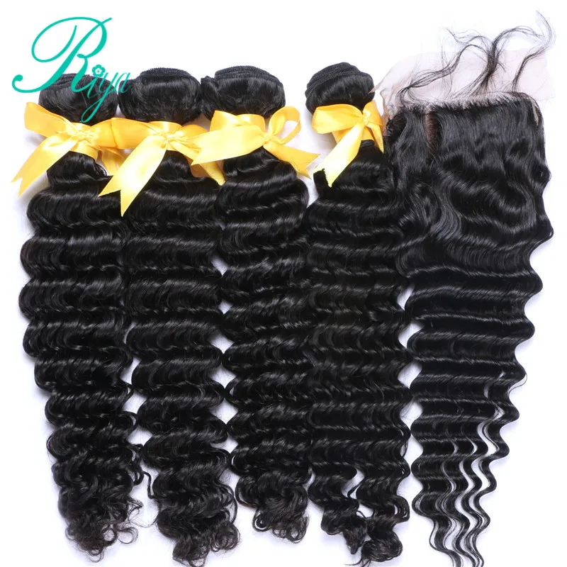 deep wave wave bundles with 4X4 silk base closure  (2)