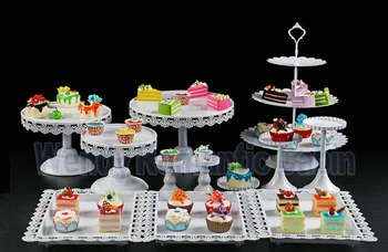 

White Wedding Dessert Tray Cake Stand Cupcake Pan cake display dish holder Party Supply 12PCS / Set