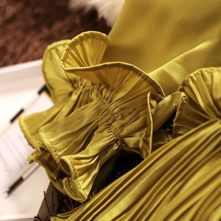 Gagarich, женские топы, шикарная аурикулярная кромка, складка, v-образный вырез, край листа лотоса, кружевная шифоновая рубашка