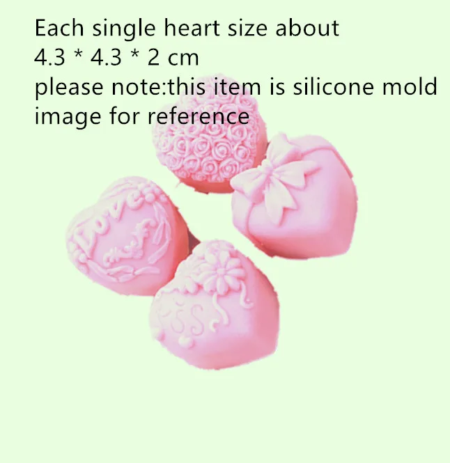 

Four kinds of Love patterns Moon cake mold Heart Silicone soap Molds