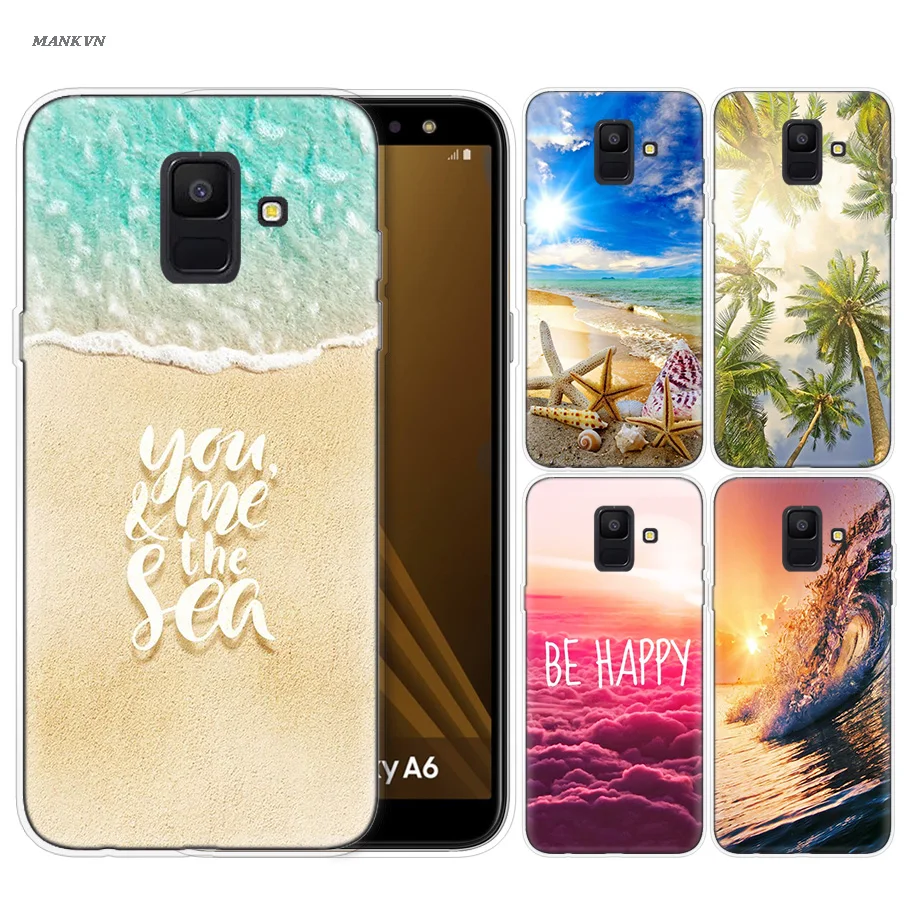 

Silicone Cover Cases For Samsung Galaxy A6S A8S A7 A9 2018 J4 J6 Plus J8 2018 J6+ J4+ Phone Shell Wave point Ocean Beach Sunset