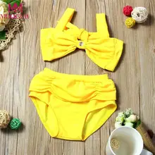 Одноцветный купальный костюм для маленьких девочек 2-5 лет, купальный костюм, купальники, купальники бикини, новинка года, летний комплект из 2 предметов для девочек