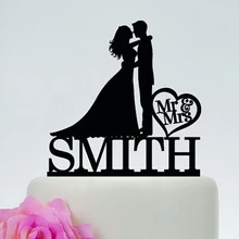 Акриловый для свадебного торта топперы целующиеся пары MR MRS custom невеста жених имя музыка прием гостей в доме невесты украшения