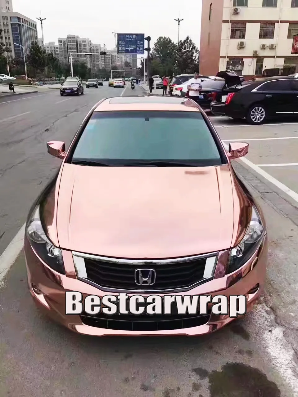 Rose gold stretchable chrome mirror car wrapping film (5)