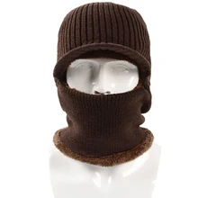 Newly 2 in 1 Men Winter Beanie Hat Scarf Warm Knitted Skull Cap Scarf for Outdoors Skiing Driving DO99