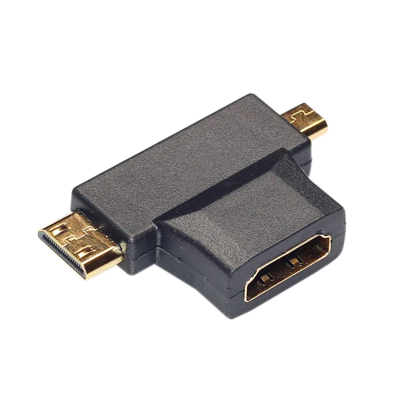 Новый мультимедийный 3 в 1 HDMI Женский к Mini HDMI Мужской + Micro HDMI Мужской адаптер разъем SD998