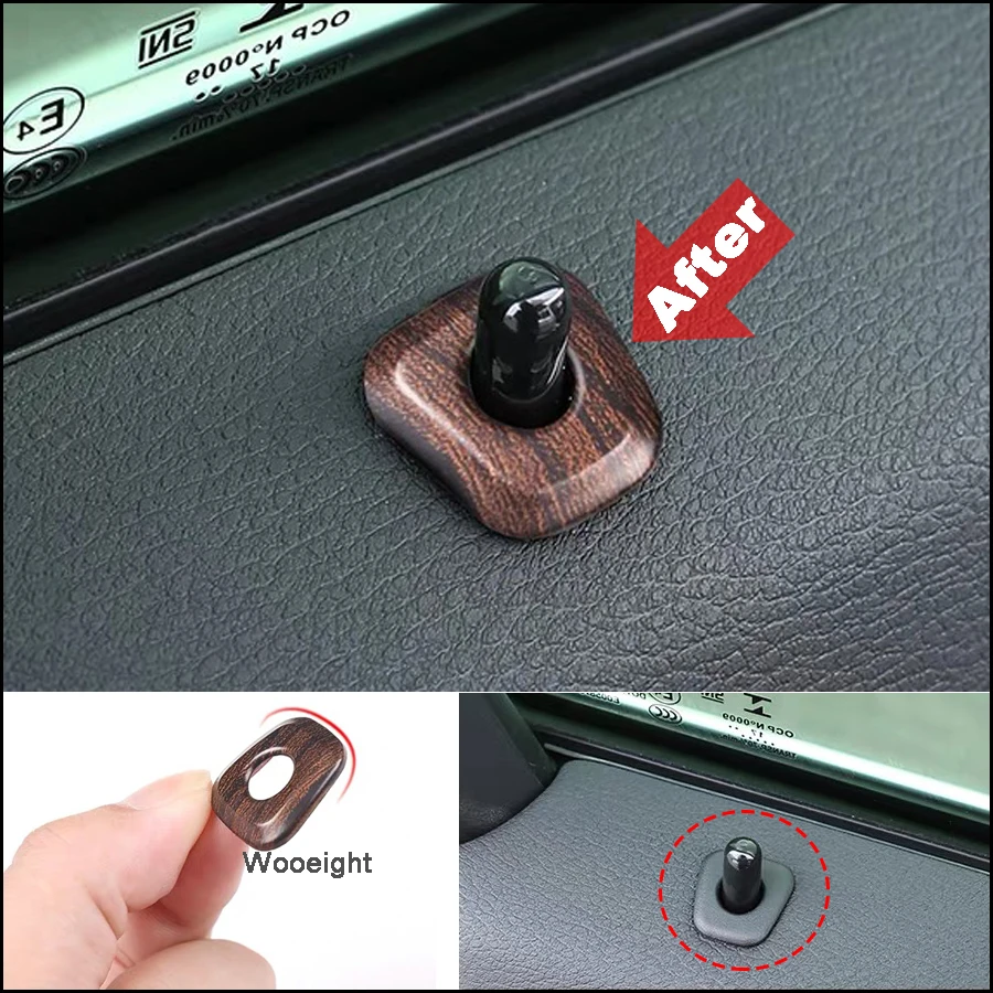Wooeight 4Pcs Wooden Texture Car Interior stying Door Lock Knob Cover Trim Pin Ring Cover Fit BMW X1 F48 2016 2017 2018 2019 (1)