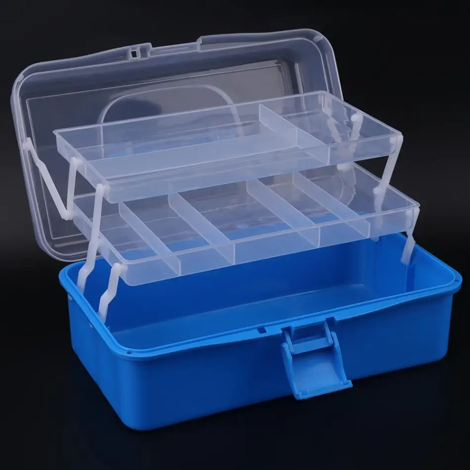 Transparent Plastic Foldable Three Layers Storage Box Tool Organizer