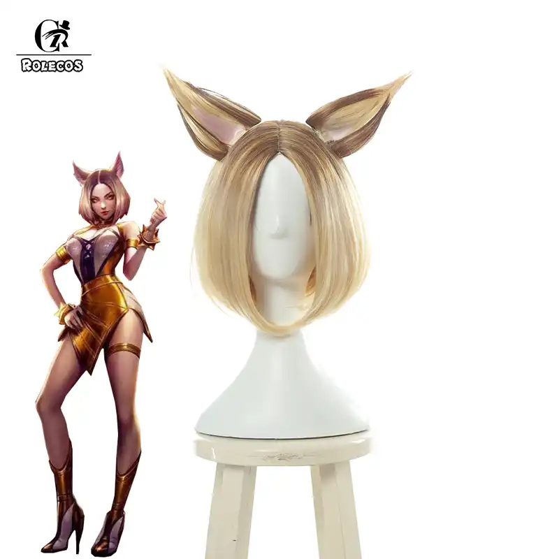 ROLECOS Игра LOL KDA Prestige Edition Ahri Косплей волосы K/DA головной убор 30 см синтетические