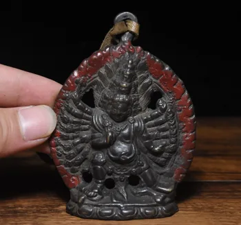 

christmas Rare Old Tibet Buddhism Bronze Vajrapani Chana Dorje Buddha Statue Pendant halloween
