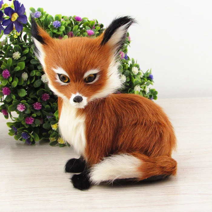 

real fur about 11x15cm brown fox model car ornament decoration gift h1313