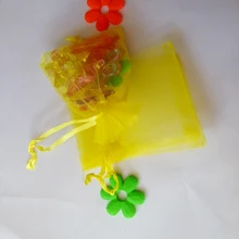 100 шт. 13*18 см желтый мешочек из органзы Ювелирная упаковка Дисплей сумки шнурок мешок для браслет/ожерелье мини Пряжа сумка