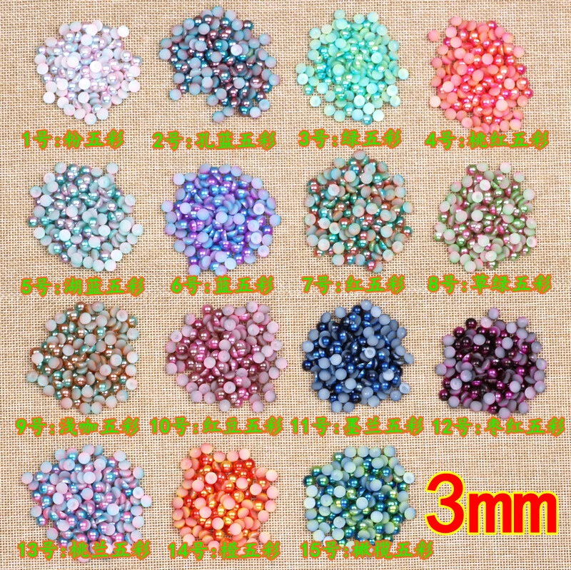 Free Shipping 3mm 1000pcs ABS Half Round Imitation Pearls Beads Flatback DIY For Clothing/ Phone/Crafts Nail Art | Украшения и