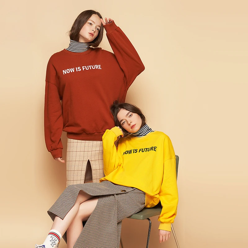  Toyouth Women Sweatshirts Loose Hoodies 2019 Autumn Casual Letters Print Long Sleeve Pullovers Tops