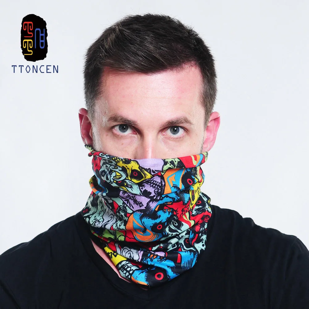 Unisex Men Skull Head Face Mask Wear Tube Bandana Durag Biker