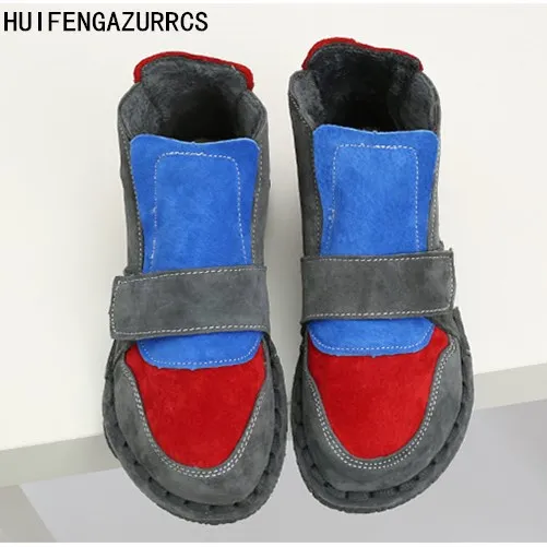 HUIFENGAZURRCS-New Pure handmade Short boots,autumn plus velvet warm boots, Japan Department of female big head doll color boots HUIFENGAZURRCS-New Pure handmade Short boots,autumn plus velvet warm boots, Japan Department of female big head doll color boots