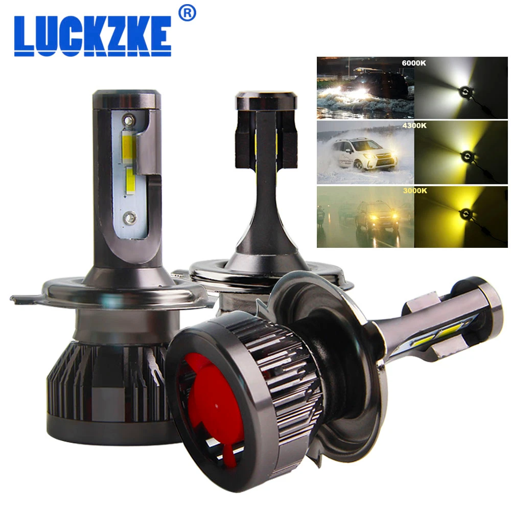 Kopen 2 stks Auto H4 LED H7 H11 H8 9006 HB4 H1 H3 HB3 K1 Auto Koplampen ZES 100 w 10000LM Automobiles Lamp 6500 k 12 v 4300 k 3000 k LED