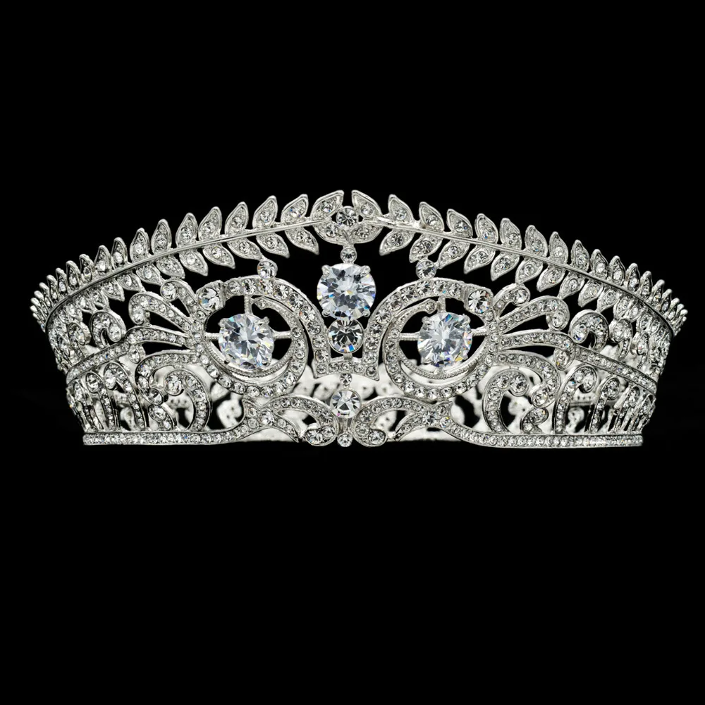 

High Quality Fashion Leaf Flower Tiaras Crown for Wedding Accessories CZ Crystals Zircon Prom Jewelry SHA8696