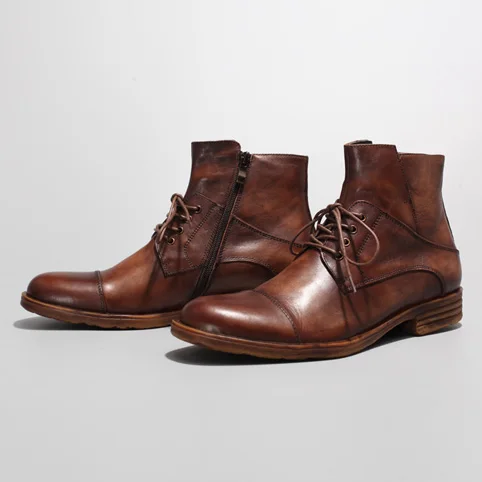 2016 Осень Мода мужская Обувь Кожаные Ботинки Плоский Каблук Зашнуровать Oxfords