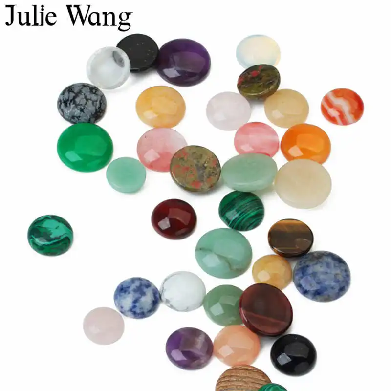Julie Wang 10 шт. 4-20 мм камень Кабошон искусственный случайным образом смешанный плоский сзади ожерелье серьги браслет ювелирные изделия делая аксессуар