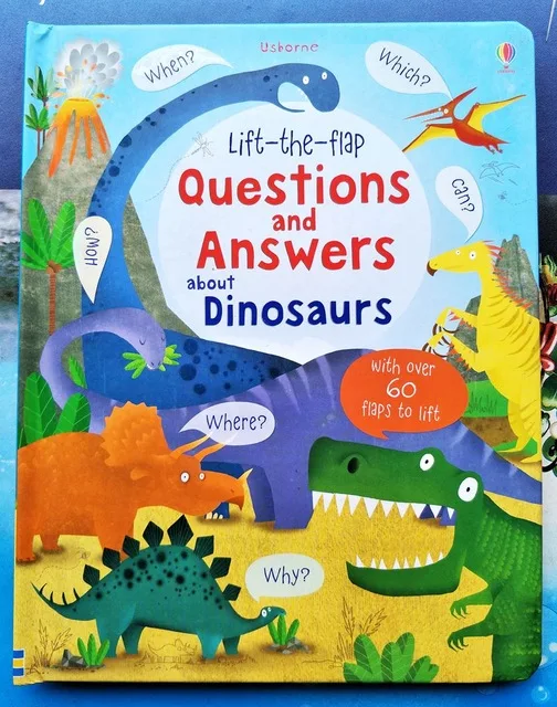

Usborne lift-the-flap Questions and Answers about dinosaurs English Educational Picture Books Baby kids reading gift