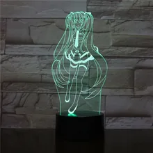 Хацунэ Мику Рисунок USB 3D светодиодный ночной Светильник многоцветный цветная(RGB) для мальчиков, для малышей и детей постарше, футболка подарки декоративный светильник s Музыка Настольная лампа прикроватный