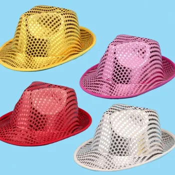 

Colorful Sequins Jazz Hat Women Men Dance Performance Party Hats Caps Masquerade Party Dress Decor Christmas Halloween
