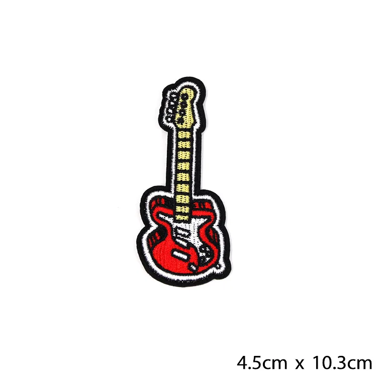 Музыкальный инструмент Вышивка Патчи для футболки Железный в полоску винтажная гитара одежда для аппликации наклейки для одежды значки@ D - Цвет: 1-PCS-D-152