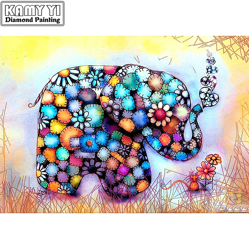 

Full Drill Square Diamond 5D DIY Diamond Painting"Color elephant"Diamond Embroidery Cross Stitch Rhinestone Mosaic Painting