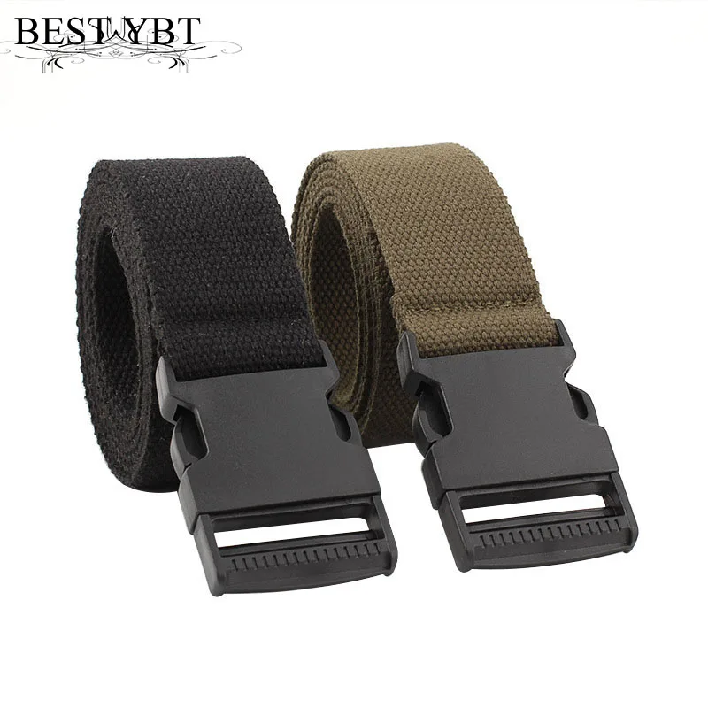 

Best YBT Unisex Belt Canvas Plastic Insert buckle Women Belt Cowboy Outdoor Sports Casual Fashion High Quality Men Belt