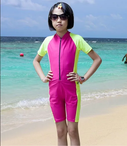 Детский Гидрокостюм, Детский костюм для дайвинга, шорты, гидрокостюмы для серфинга, с короткими рукавами, для мальчиков и девочек, мокрый костюм для плавания, лайкра, для дайвинга - Цвет: Бежевый