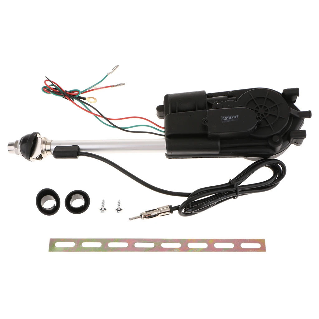 

1 Set Stainless Steel Car Antenna Kit Auto Antenna Accessories Electric Power Black 12V Support AM/FM Radio