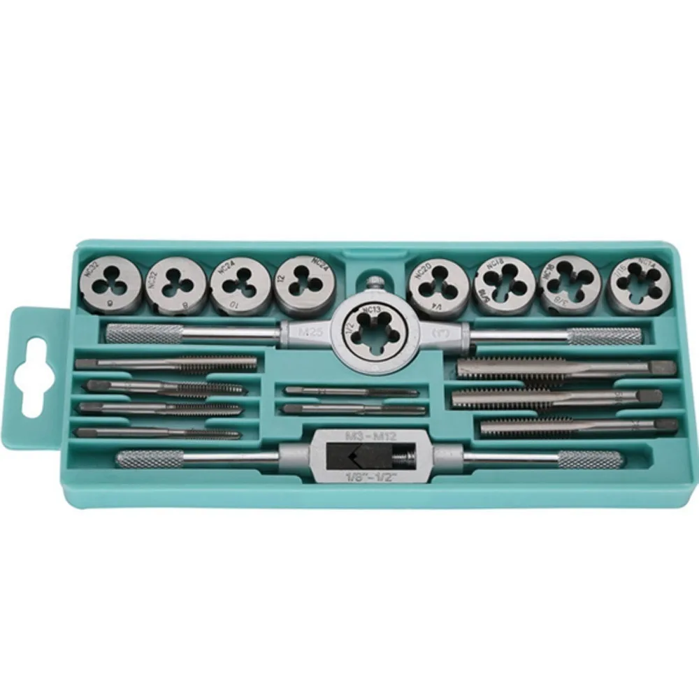 

20pcs Inch Tap Dies Set 1/2''-6''NC Screw Thread Plugs Taps Carbon Steel Hand Screw Taps Hand Tools