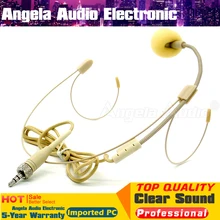 4 шт. бежевый на головке гарнитура конденсаторный микрофон 3.5 мм Винт блокировки стерео разъем головной микрофон для Беспроводной поясной передатчик