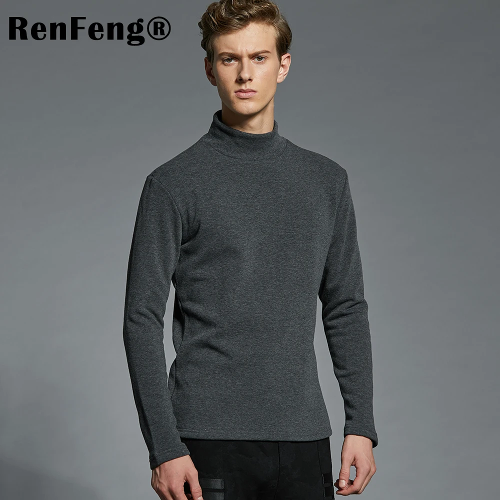 Men's Cotton Undershirts Underwear Long Sleeved Undershirt Spring Turtleneck Shirts Bodybuilding Solid Color Thermal Basic Shirt (5)