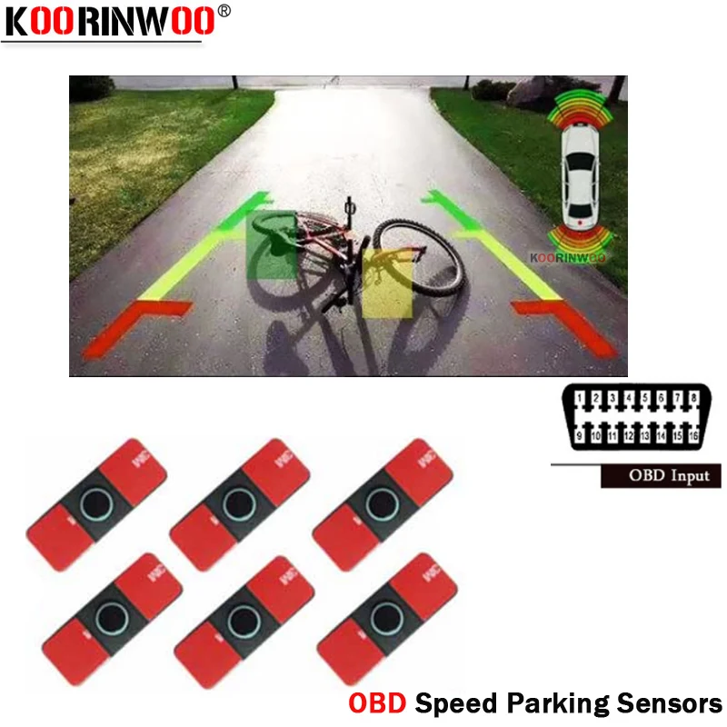 

Koorinwoo Latest Speed Auto Video Parking Sensors Car Parktronik Front OBD System 6 Backup Probe BEEP Buzzer for Parking Reverse