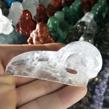 

Natural transparent crystal carving bird skull