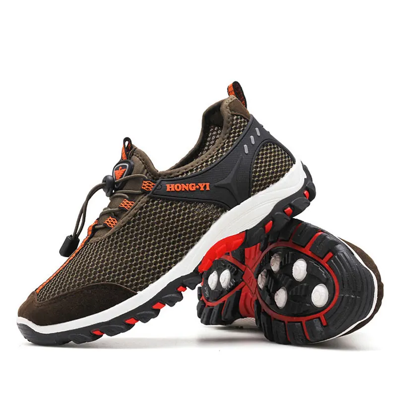 

BACKCAMEL Mesh Men's Casual Shoes Outdoor Walking Shoes Breathable Non-slip Creek Shoes Flat Male Leisures Footwear Large Size