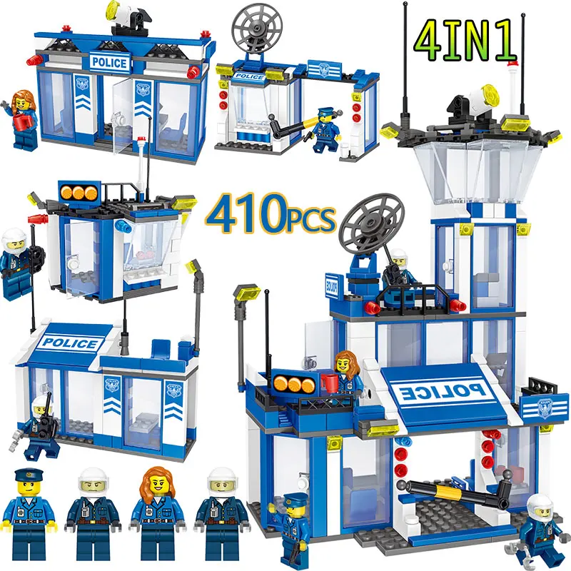 City Police Station Brest House Building Blocks Compatible LegoINGlys City Police Figures Radar Bricks Education Kids Toys Gifts