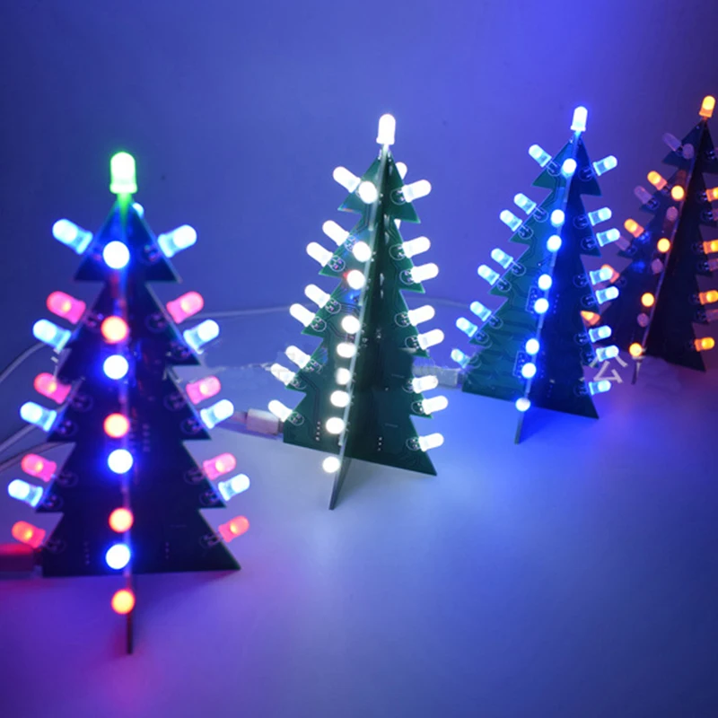 DIY Kerstboom kit Kleurrijke Gemakkelijk Maken LED Licht Acryl Elektronische обучающий комплект модуль | Лампы и