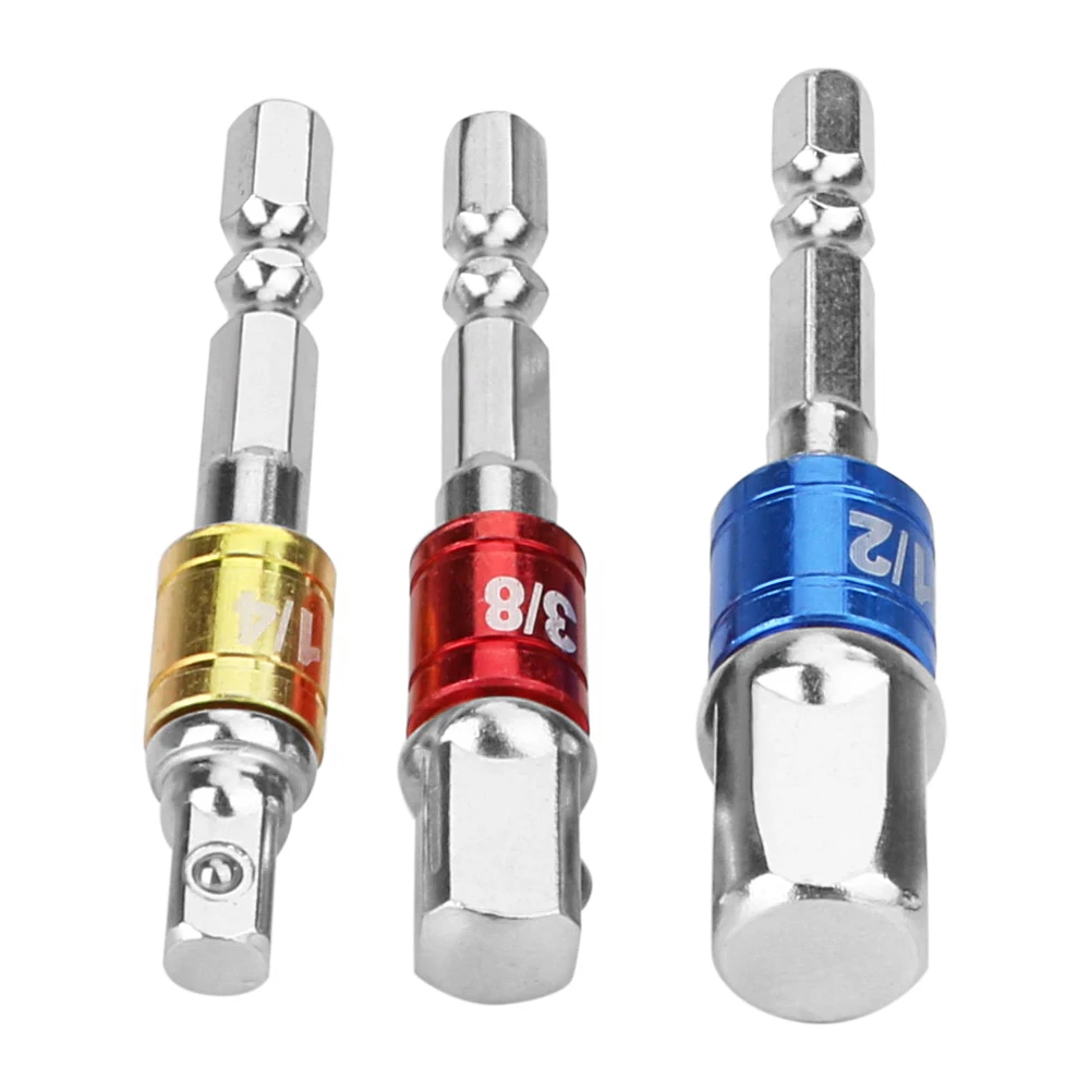 DIYWORK 3Pcs/set Converter Socket Adapter Steel Hex Bit Set Quick Change Hex Shank Set Extension Po