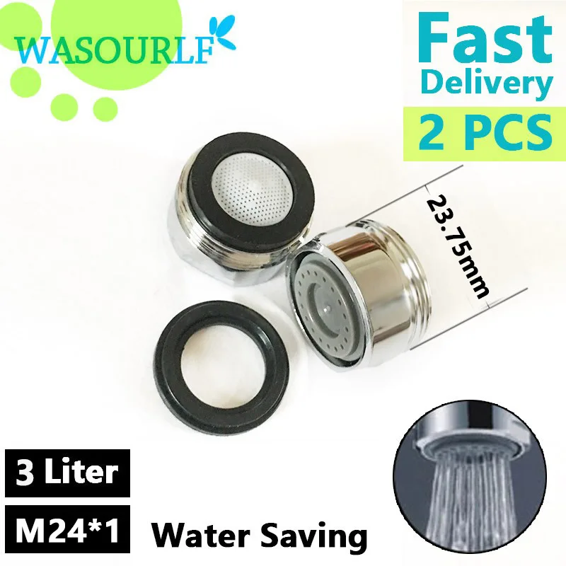 

WASOURLF 2 PCS water saving faucet aerator M24 24mm male thread 3 Liter bubbler tap accessories free shipping welcome wholesale