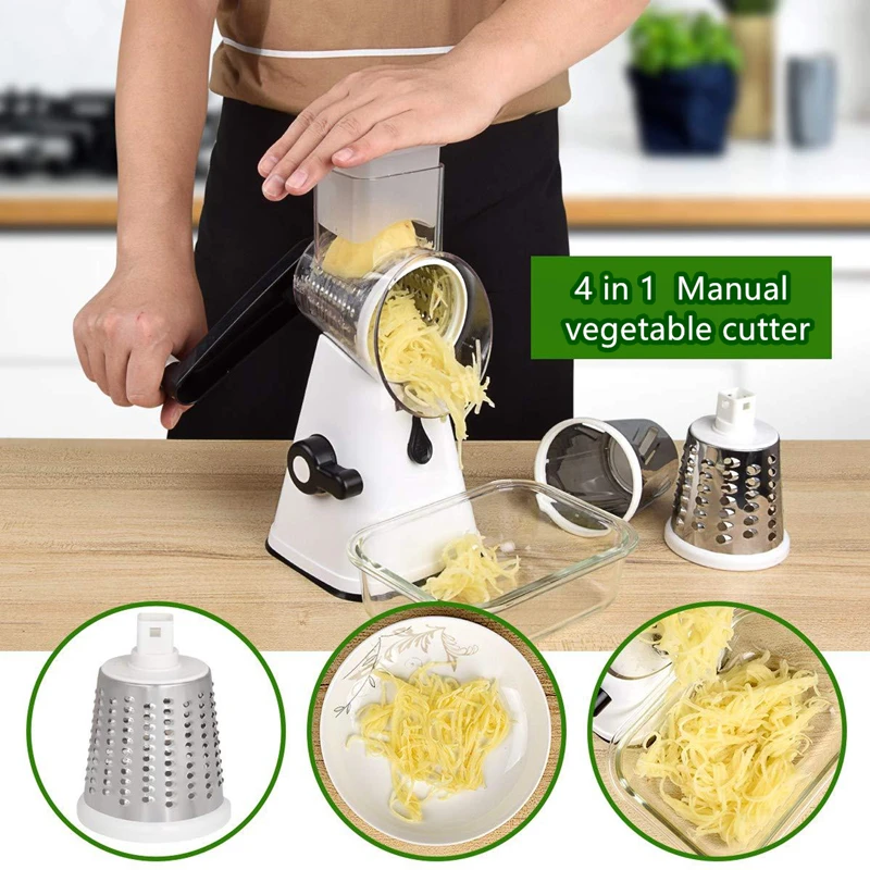

New Round Vegetable Cutter Mandoline Slicer Potato Carrot Grater Slicer with 3 Stainless Steel Blade Nut Shredder Kitchen Tools